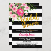 フローラブライダルシャワー（白黒） 招待状 (正面/裏面)