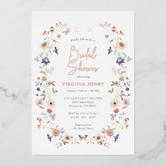 フローラブライダルシャワー 箔招待状 (正面)