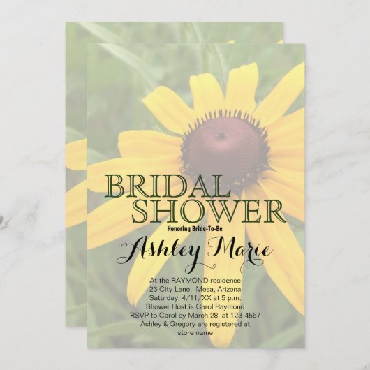 フローラブライダルシャワー | Rudbeckia独身の写真 招待状 (正面/裏面)