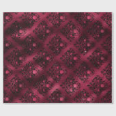 フローラブライダルダマスクブラックバラグリッターブルゴーニュ ラッピングペーパー (フラット)