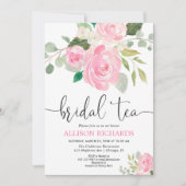 フローラブライダルティーパーティーシャワー、赤面ピンク 招待状 (正面)
