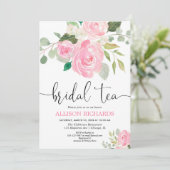 フローラブライダルティーパーティーシャワー、赤面ピンク 招待状 (スタンド正面)