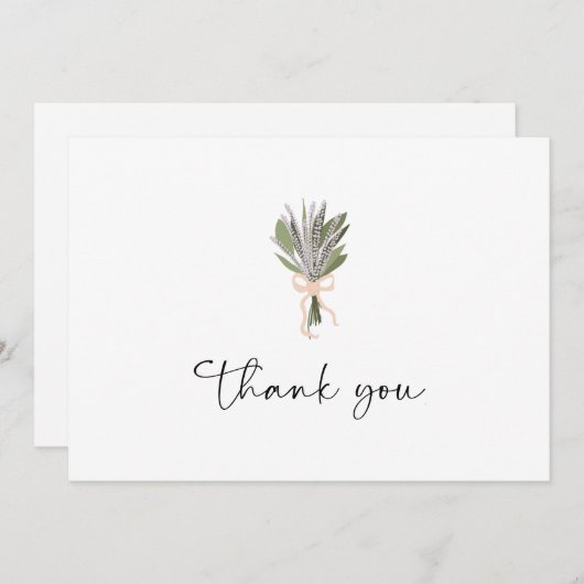 フローラブライダルブーケピンクボウサンキューカード サンキューカード (正面/裏面)