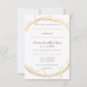 フローラブライダルマーブル誕生日金ゴールドホワイトパール 招待状 (正面)