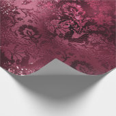 フローラブライダル結婚誕生日グリッターブルゴーニュ ラッピングペーパー (角)