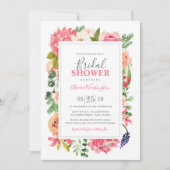 フローラブライトウォーター色フラワーズブライダルシャワー 招待状 (正面)
