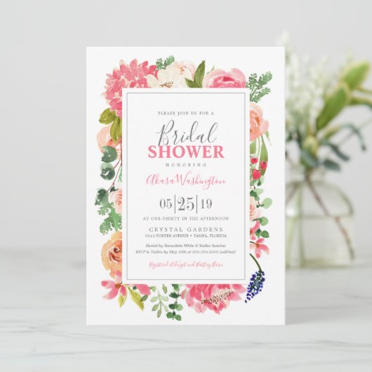 フローラブライトウォーター色フラワーズブライダルシャワー 招待状 (スタンド正面)