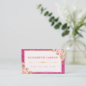 フローラブライトピンクグリッターメイクアップアーティスト美しい 名刺 (スタンド正面)