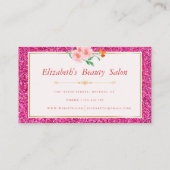 フローラブライトピンクグリッターメイクアップアーティスト美しい 名刺 (裏面)