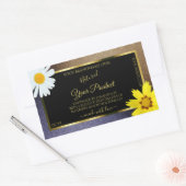 フローラブラウンとブルーのグリッターブラック製品ラベル 長方形シール (封筒)