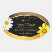 フローラブラウンオレンジグリッターブラック製品ラベル 楕円形シール (正面)