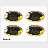 フローラブラウンオレンジグリッターブラック製品ラベル 楕円形シール (シート)