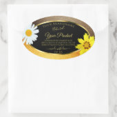 フローラブラウンオレンジグリッターブラック製品ラベル 楕円形シール (バッグ)