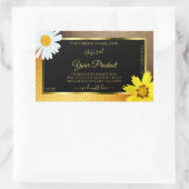 フローラブラウンオレンジグリッターブラック製品ラベル 長方形シール (バッグ)