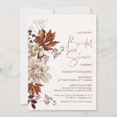 フローラブラウンクリーム秋インラブブライダルシャワー 招待状 (正面)