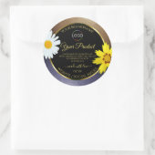 フローラブラウンブルーグリッターブラック製品ラベルロゴ ラウンドシール (バッグ)