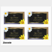 フローラブラウンブルーグリッターブラック製品ラベルロゴ 長方形シール (シート)