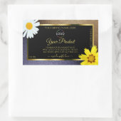 フローラブラウンブルーグリッターブラック製品ラベルロゴ 長方形シール (バッグ)