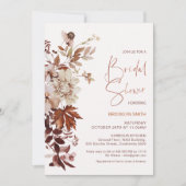 フローラブラウンベージュ秋インラブブライダルシャワー 招待状 (正面)