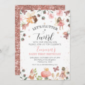 フローラブラウン妖精フラッタートゥウィル第1誕生日 招待状 (正面/裏面)
