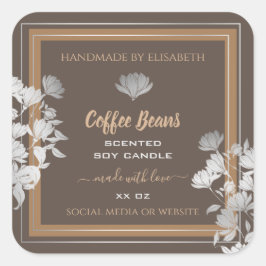 フローラブラウン製品包装ラベル銀枠 スクエアシール