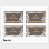 フローラブラウン製品包装ラベル銀枠 長方形シール (シート)