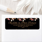 フローラブラックと金ゴールド結婚の差出人住所 ラベル (インサイチュ)