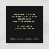 フローラブラックウェディングプランナースクエアビジネスカード スクエア名刺 (裏面)