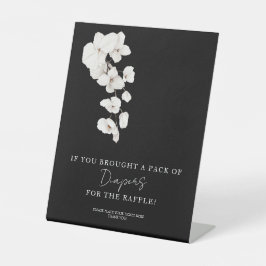 フローラブラックオーキッズベビーシャワーおむつラッフル 台座サイン