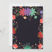 フローラブラックカラフルガーデン素晴らしい誕生日 招待状 (裏面)