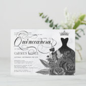 フローラブラックグリッタープリンセスティアラキンセアニェラ 招待状 (スタンド正面)