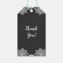 フローラブラックシャルボード&レースカントリーウェディング ギフトタグ