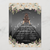 フローラブラックシルバーグレーグラムプリンセスキンセアニェラ 招待状 (正面/裏面)