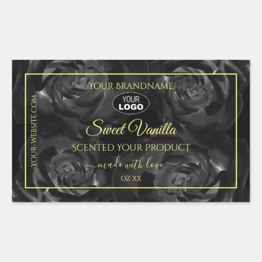 フローラブラックバラ製品パッケージラベルのロゴ 長方形シール (正面)