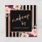 フローラブラックバラ金ゴールドスクエアビジネスカード スクエア名刺 (正面)