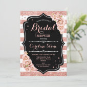 フローラブラックバラ金ゴールドストライプブライダルシャワー 招待状 (スタンド正面)