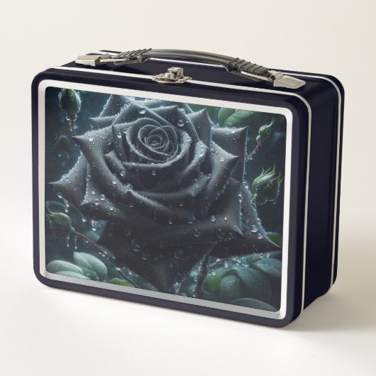 フローラブラックバラ メタルランチボックス (正面)