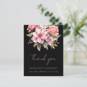 フローラブラックピンクの花ダークエステ結婚ィティ サンキューカード (スタンド正面)