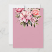 フローラブラックピンクの花ダークエステ結婚ィティ サンキューカード (裏面)