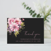 フローラブラックピンクの花ダークエステ結婚ィティ サンキューカード (スタンド正面)