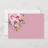 フローラブラックピンクの花ダークエステ結婚ィティ サンキューカード (裏面)