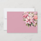 フローラブラックピンクの花ダークエステ結婚ィティ 出欠カード (裏面)