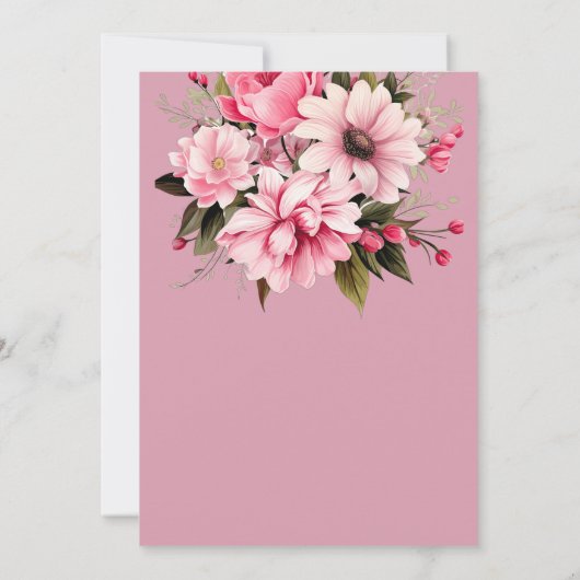 フローラブラックピンクの花ダークエステ結婚ィティ 招待状 (裏面)