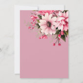 フローラブラックピンクの花ダークエステ結婚ィティ 招待状 (裏面)