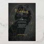 フローラブラックフォトゴシック結婚ズ 箔招待状 (正面)