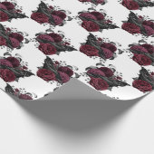 フローラブラックレイヴンオンホワイト ラッピングペーパー (角)