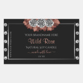 フローラブラックレッドおよびシルバー製品のラベルダイヤモンド 長方形シール (正面)