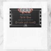 フローラブラックレッド銀製品ラベル宝石ロゴ 長方形シール (バッグ)