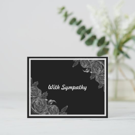 フローラブラック悔やみや弔慰弔意 ポストカード (スタンド正面)