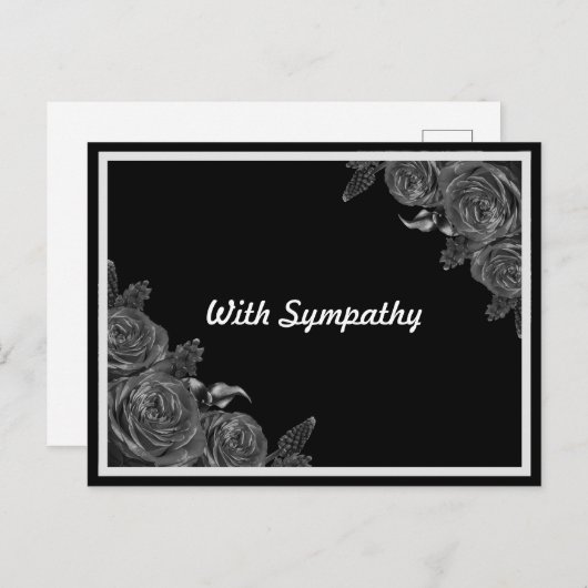 フローラブラック悔やみや弔慰弔意 ポストカード (正面/裏面)
